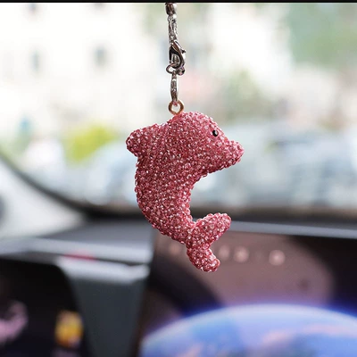 Decoration Car Pendant Ornaments – Car hanging - pink-rhinestone-dolphin-car-pendant