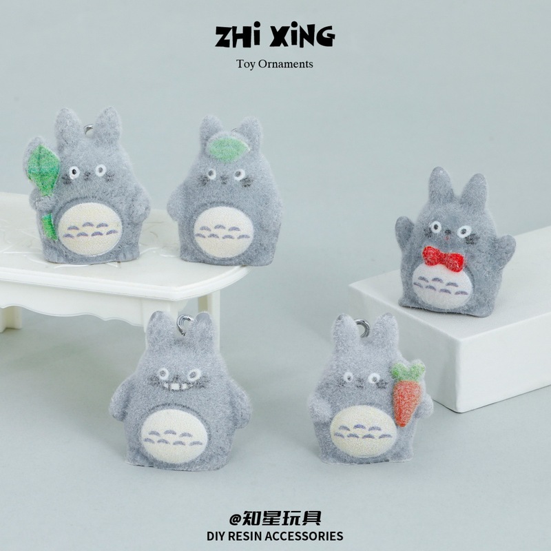 微缩卡通立体仿真上钉植绒龙猫 热销批发创意小摆件树脂DIY配饰|undefined