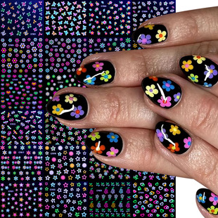 Amazon Hot Selling 24 Fluorescent Nail Art Stickers Set Butterfly Star Bar Nightclub Fluorescent Nail Art Stickers