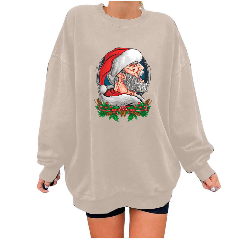 Women's Clothing Christmas holiday hot sale new personalized printing fashion sweatshirt loose large size women's clothing all match_voghion.com