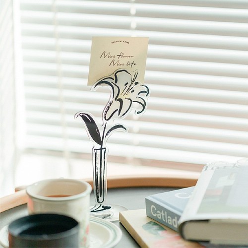 Factory direct sales--Flower ornaments checkerboard flower convenience clip acrylic file message photo note clip