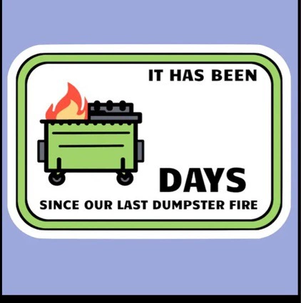 Amazon Dumpster Fire Daily Risk Stick Мусорный бак Огонь Ежедневная наклейка риска