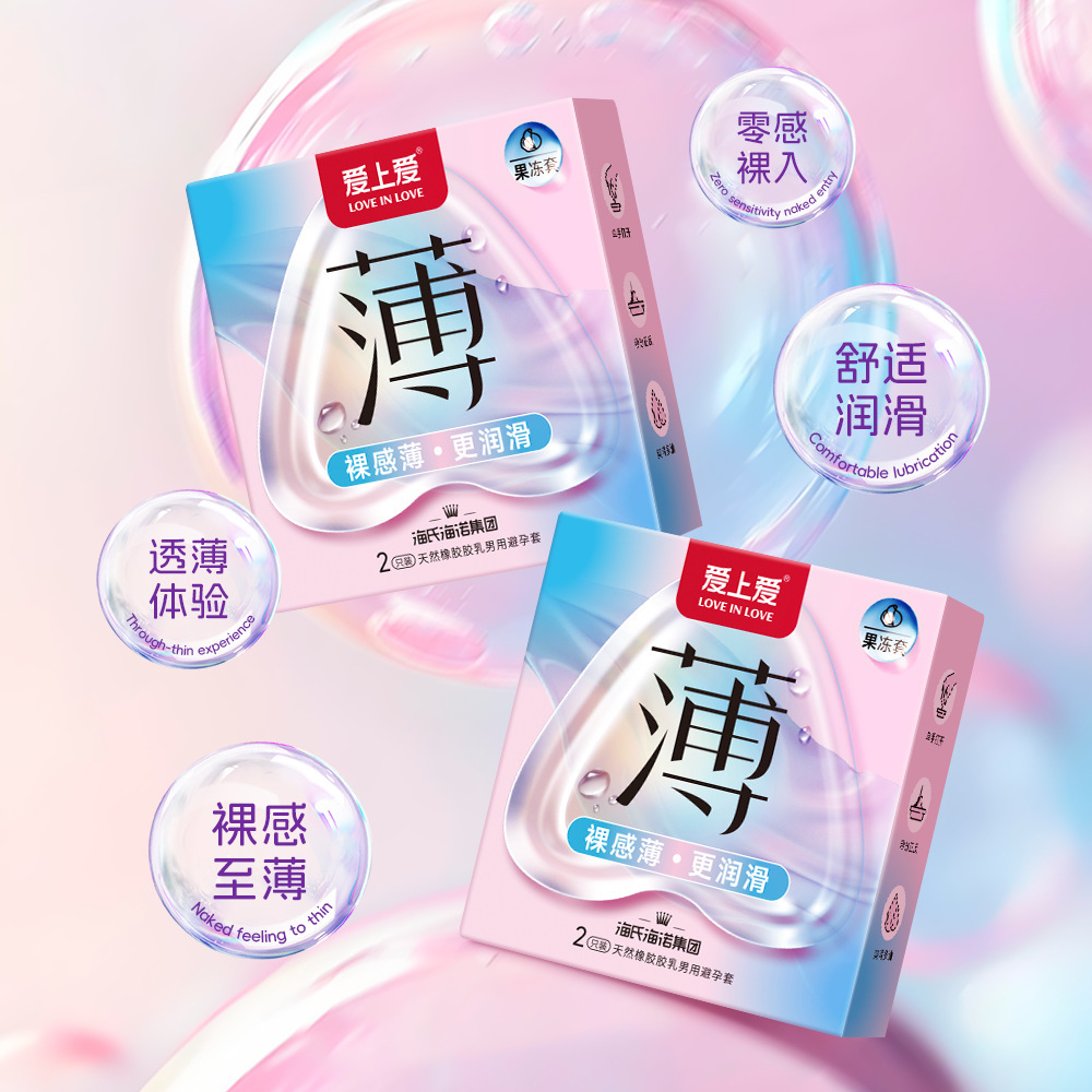 Hainuo Ultra-Thin Latex Condoms, Hyaluronic Acid Lubricated, 3-Pack — detail image 3