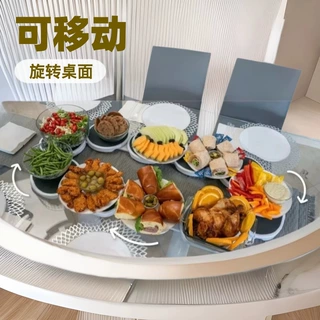 亚马逊爆款家用长桌可拆卸手动圆形餐桌旋转托盘便携式饭菜托盘