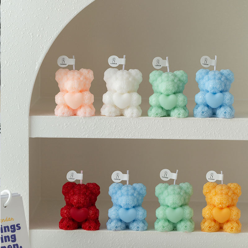 Love Rose Bear Velas de aromaterapia Lindo Festival de Tanabata Regalos creativos Atmósfera de aromaterapia Recuerdos Adornos decorativos