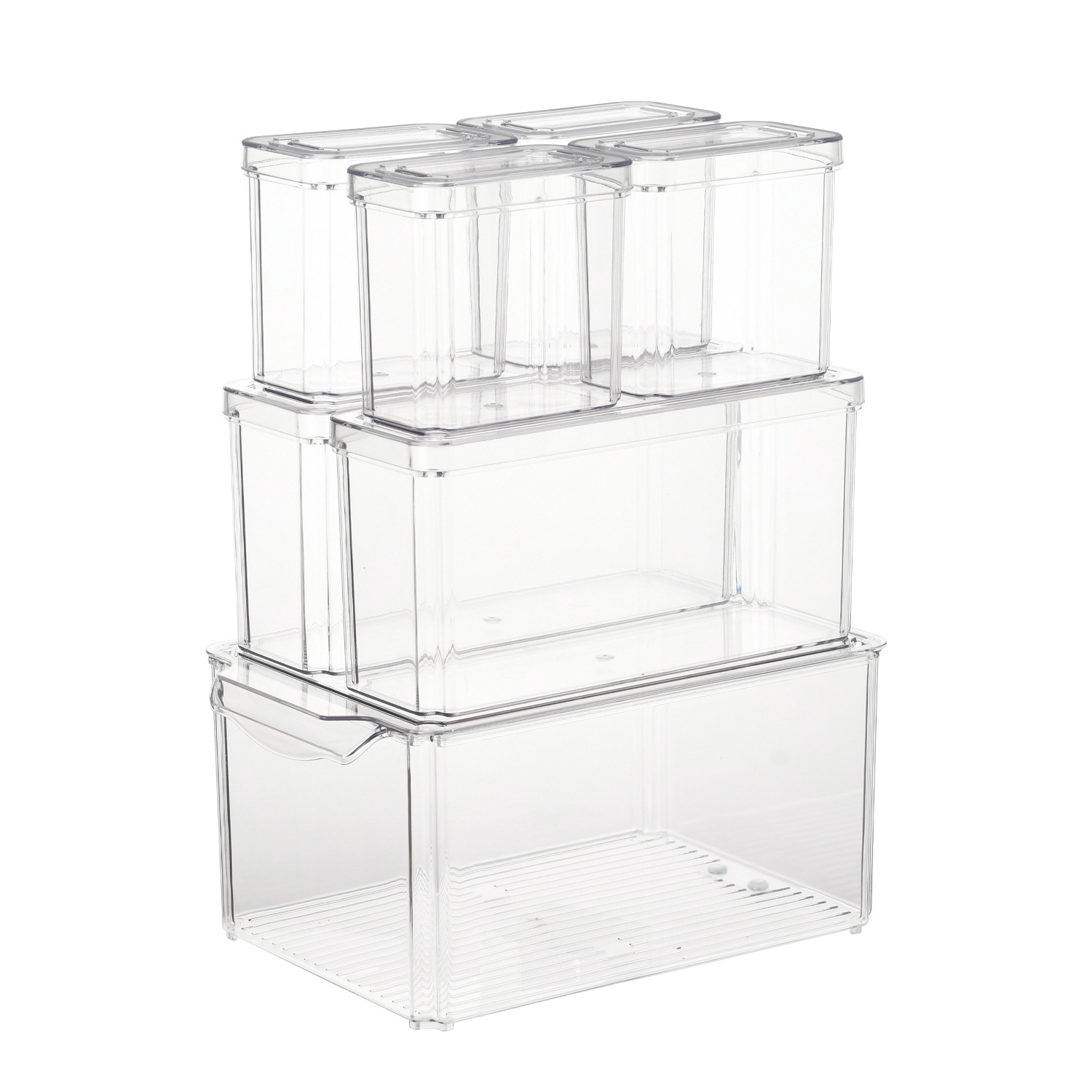 PET cocina refrigerador caja de almacenamiento multi-pieza de frutas y verduras crujiente snack caja de almacenamiento de fábrica al por mayor de suministro directo