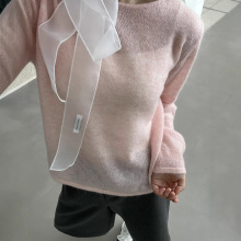 春上新【里墨恩】意法温柔马海毛内搭女毛衣通勤圆领百搭针织上衣