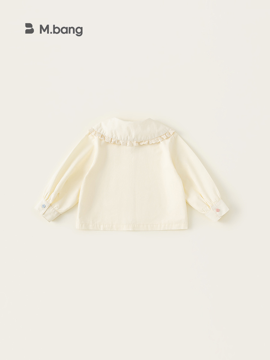 Youbao ropa para niños niñas de manga larga simple con cuello de muñeca de encaje interior camisa suelta bordada para niños