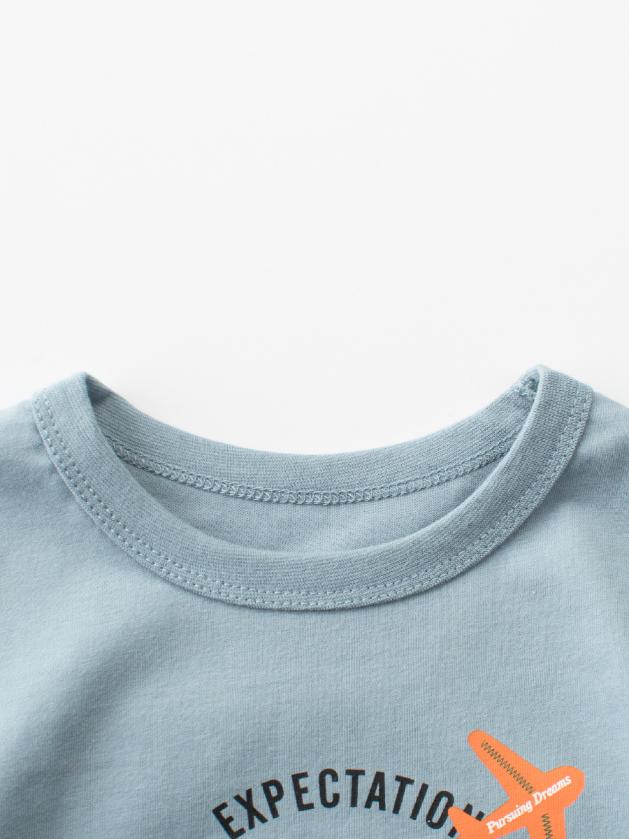 27kids ropa para niños manga corta para niños 2025 verano nueva camiseta de cuello redondo de dibujos animados tops para niños fuente de Douyin