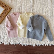 蔗梨童装儿童毛衣针织衫冬装加绒加厚女童打底衫上衣婴儿宝宝衣服