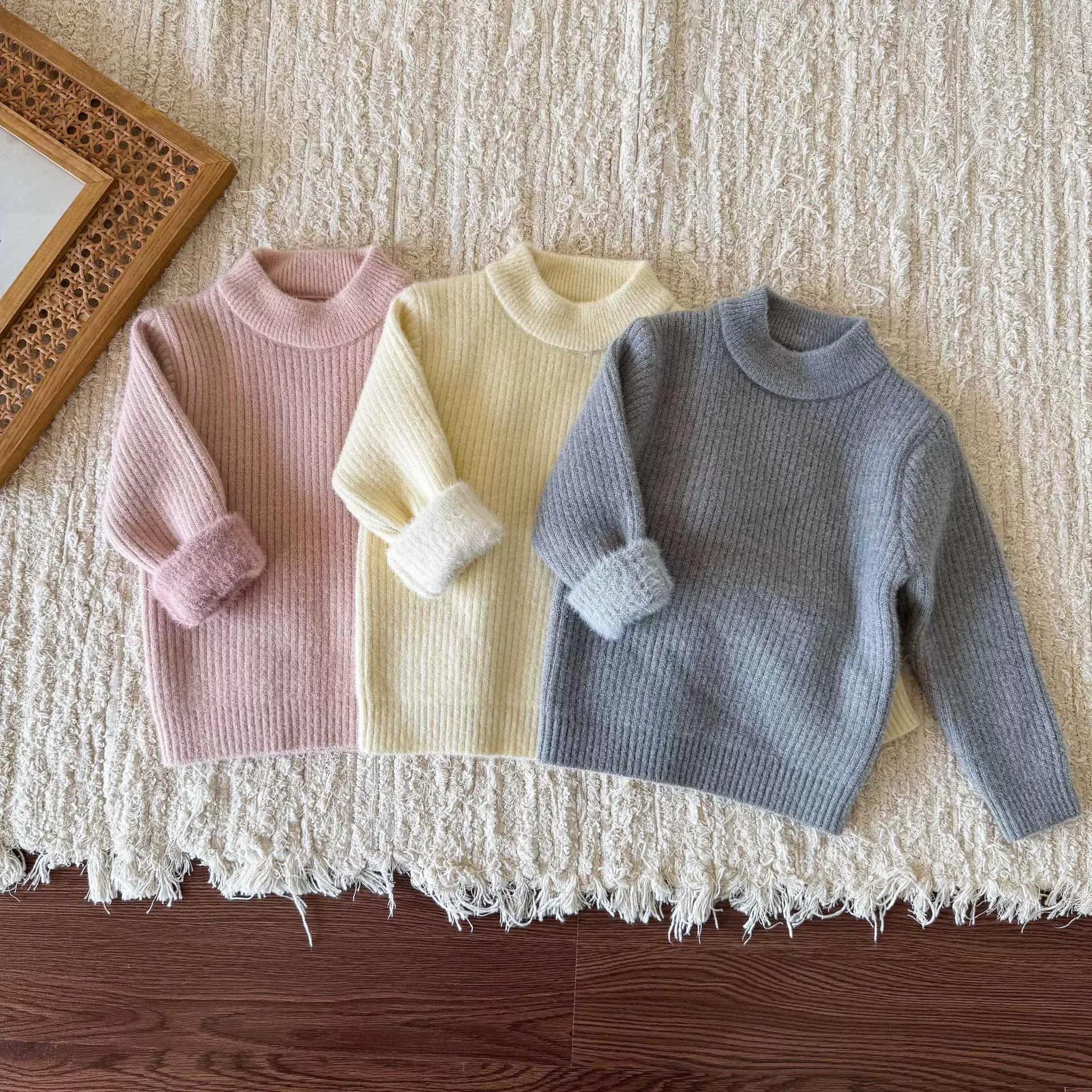 蔗梨童装儿童毛衣针织衫冬装加绒加厚女童打底衫上衣婴儿宝宝衣服