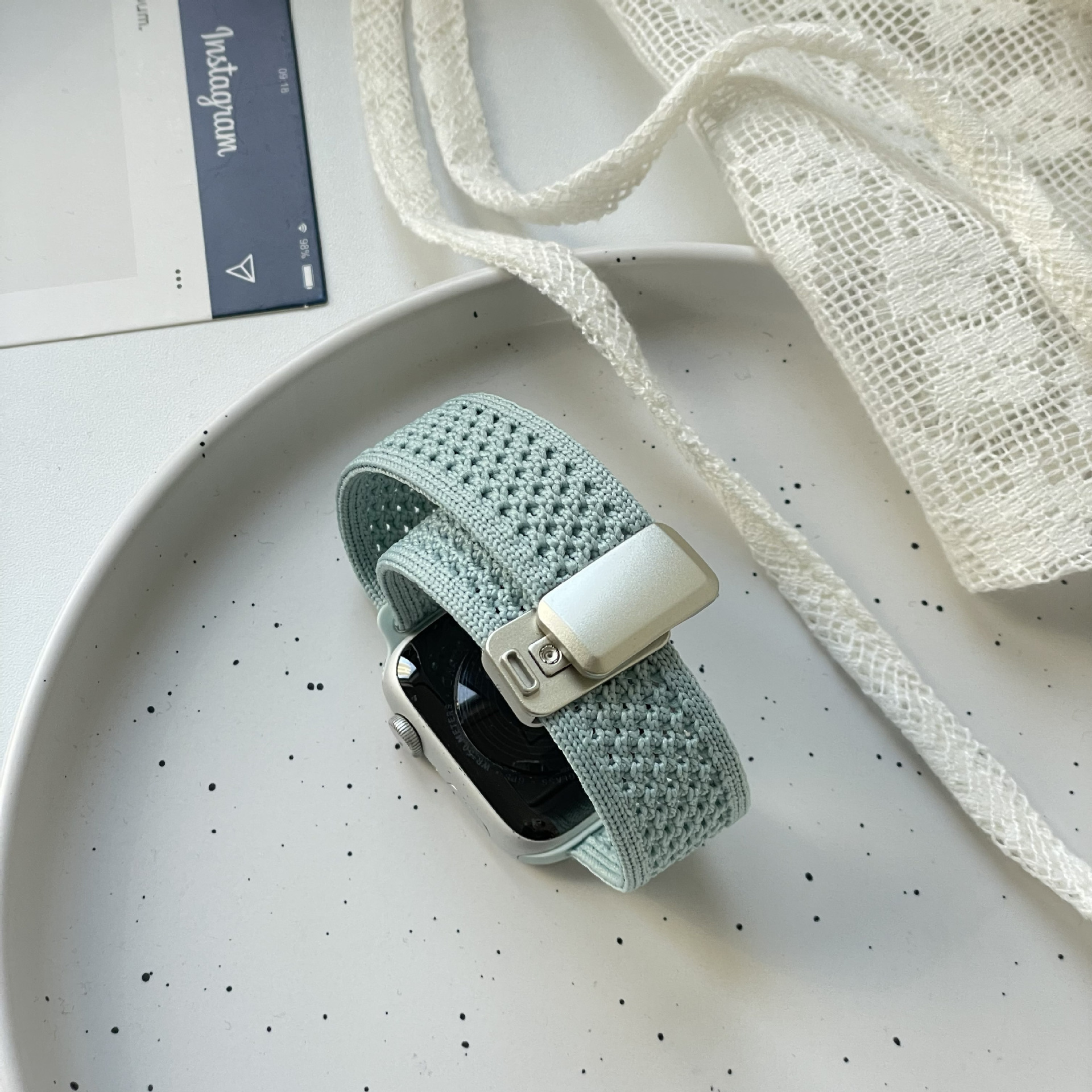 35g Weight Apple Smart Watch Magnetic Strap Classification Nylon Material Solid Color Pattern Fashion style Style Fashion Style Solid Color Apple Smart Watch Magnetic Strap 15
