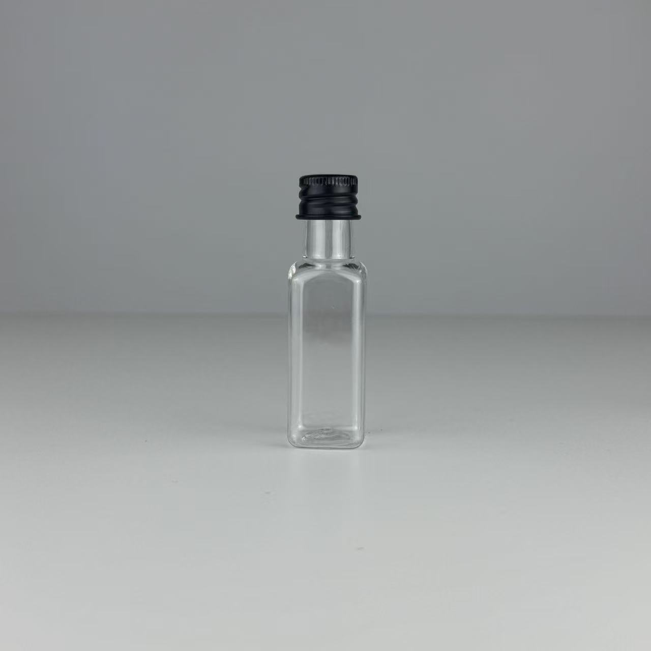 Botella de soda de 30mlpet 100ml botella de plástico con tapa de aluminio 150ml botella de cuello largo transparente 50ml botella de vino de plástico