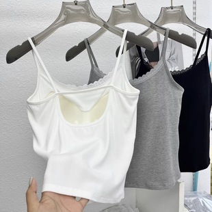 New Style Spice Girl Lace Camisole Women's Sexy Inner Wearing Outer Wearing Beautiful Back Slimming Comfortable Base Top with Chest Pad