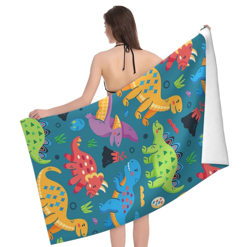 Cross-border cartoon dinosaur beach towel, children's beach towel, digital printed bath towel, microfiber sports towel wholesale Cross-border cartoon dinosaur beach towel, children's beach towel, digital printed bath towel, microfiber sports towel wholesale