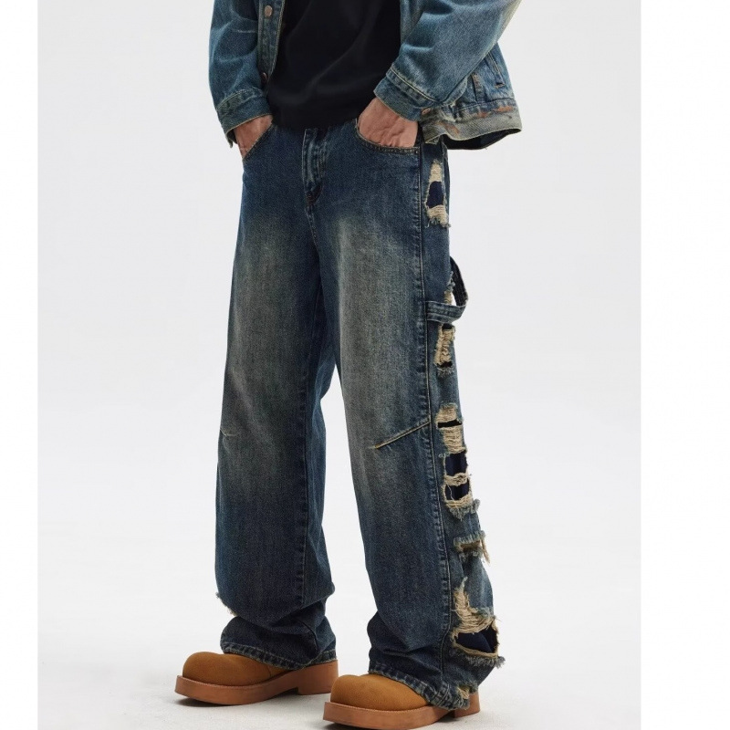 Men's Clothing Youth sports loose wide leg jeans design cool _ipsvogv.com