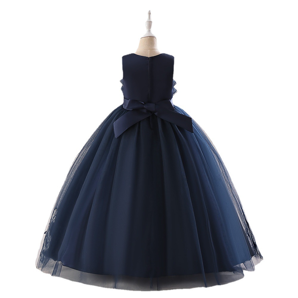 Europa y América nueva chica princesa pettiskirt flor con cuentas lentejuelas vestido largo boda niña de las flores de acogida