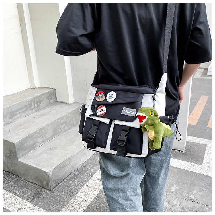 Korean ins fashion single-shoulder crossbody bag, trendy brand color sports bag, middle and high school schoolbag, college student class backpack undefined
