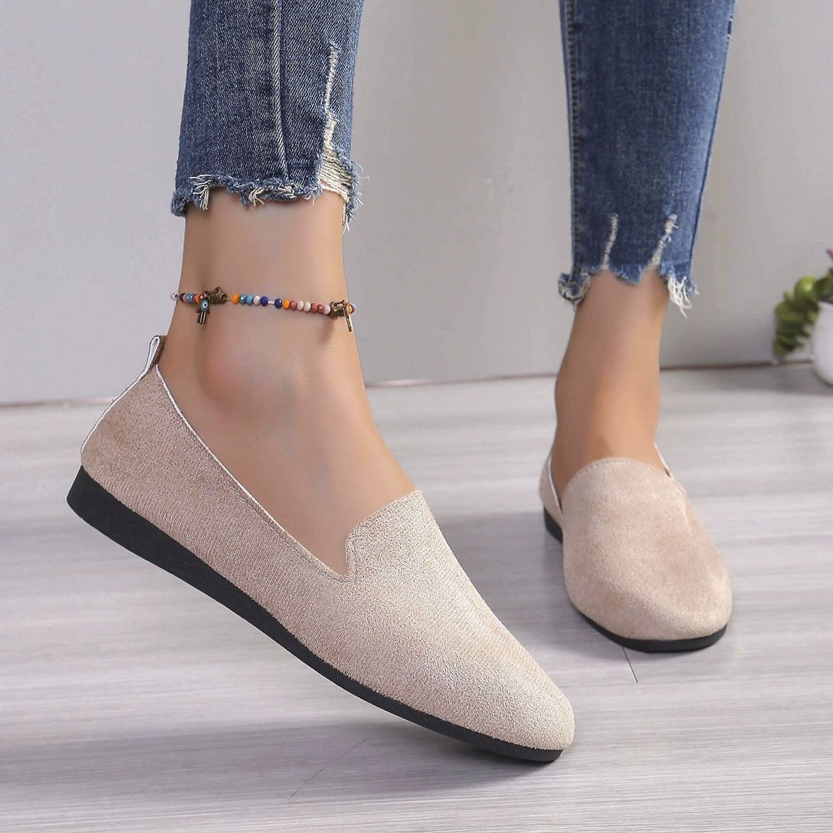 Новые замшевые туфли для женщин весна 2025, модные ретро-комфортные туфли без каблука, корейские женские туфли, туфли в стиле «бабушки», слипоны.