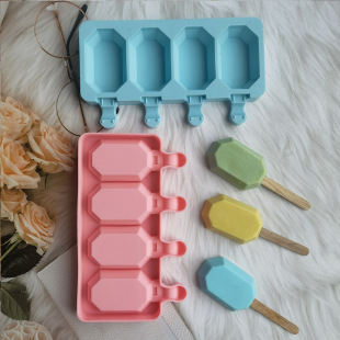 4 Consecutive 8-sided Gem Ice Cream 88 Ice Cream Silicone Mold DIY Dessert Popsicle Ice Cream Mold Ice Tray Production