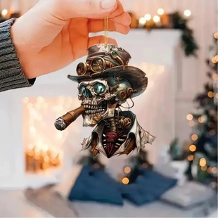 Cross-border New Amazon Acrylic Flat Personality Creative Halloween Decoration Car Rearview Mirror Pendant