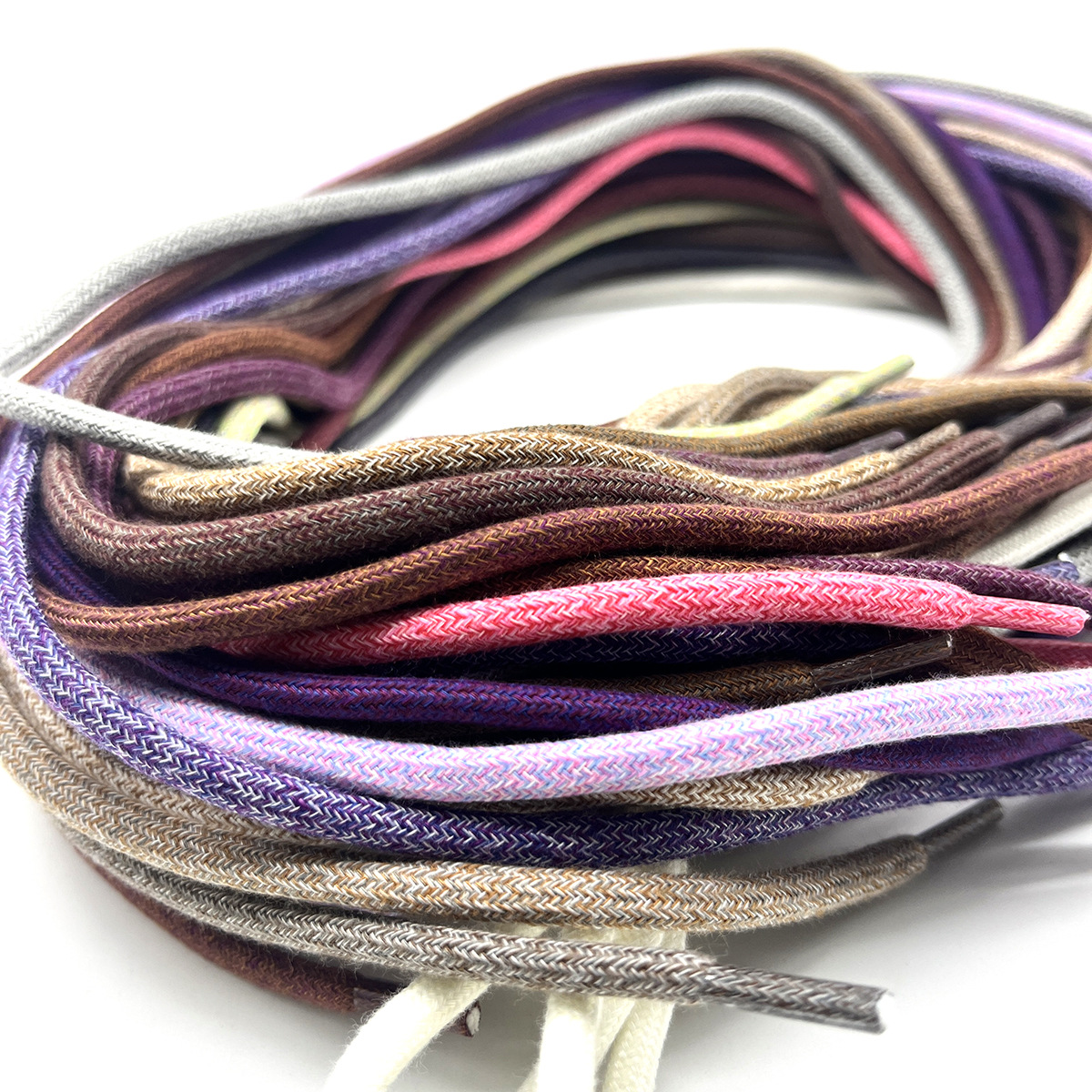 3 / 5 / 6mm poliéster / algodón mezcla de color denso denso cordón de zapatos redondo mezcla de color denso núcleo hecho a mano cuerda de tejido DIY