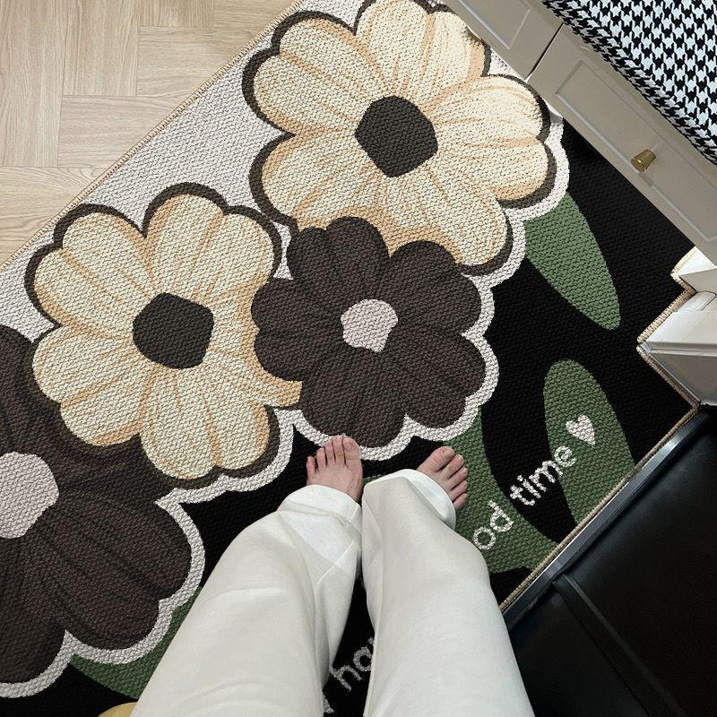 法式轻奢玄关地毯家用亚麻防滑脚垫入户地毯耐磨耐脏地垫厂家批发