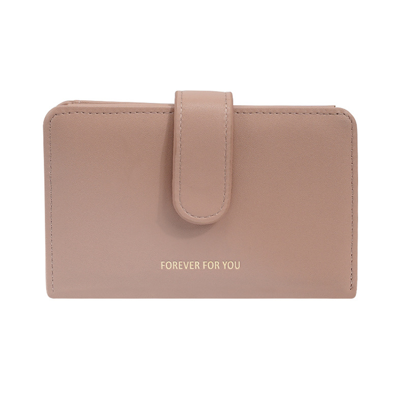 Verano nuevo bolso de color sólido multi-funcional de las mujeres billetera de moda simple de media longitud cartera para niñas puwallet