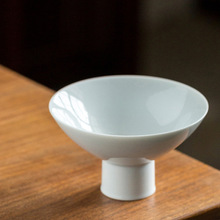 中式复古影青高脚茶点盘陶瓷功夫茶具禅意中国风点心盘佛手果盘