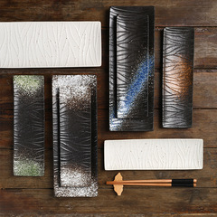 跨境陶瓷壽司料理盤日式陶瓷餐具酒店家用魚盤和風平盤長方形盤子