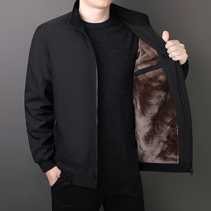 Papá de tamaño extra otoño y invierno con algodón de terciopelo de mediana edad con abrigo caliente de algodón de cuello de hombre ropa de algodón casual abuelo