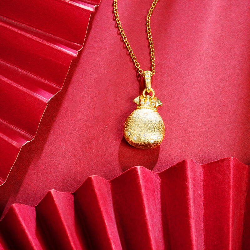 Nuevo colgante de oro de arena vietnamita de estilo chino estilo palacio bolso de bendición de diamantes de lujo ligero colgante retro durante mucho tiempo sin desvanecimiento fuente de joyería