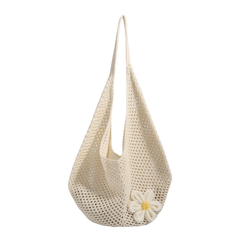 Fashionable and versatile large-capacity flower straw woven tote bag for women 2024 new seaside vacation beach woven shoulder bag