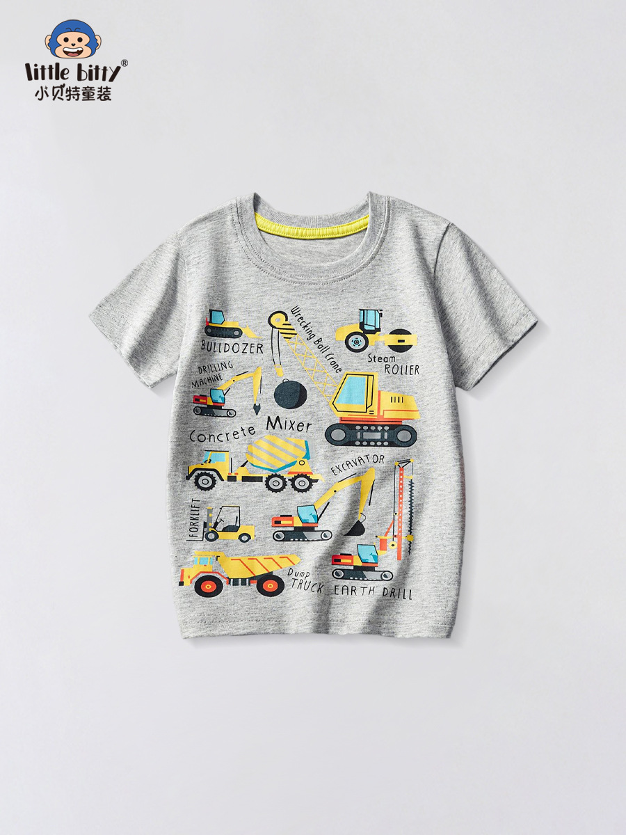 2025 New Summer Cute Boys' T-Shirts Baby Pure Cotton Short-Sleeved Kidsren's Printed Sports and Leisure Kidsren's Clothing Wholesale