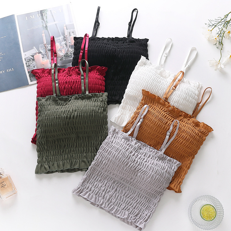 Summer Sling Long Dress Beautiful Back Wrapped Chest Girl Sexy Stretch Bubble Sports Running Casual Bra Vest Underwear