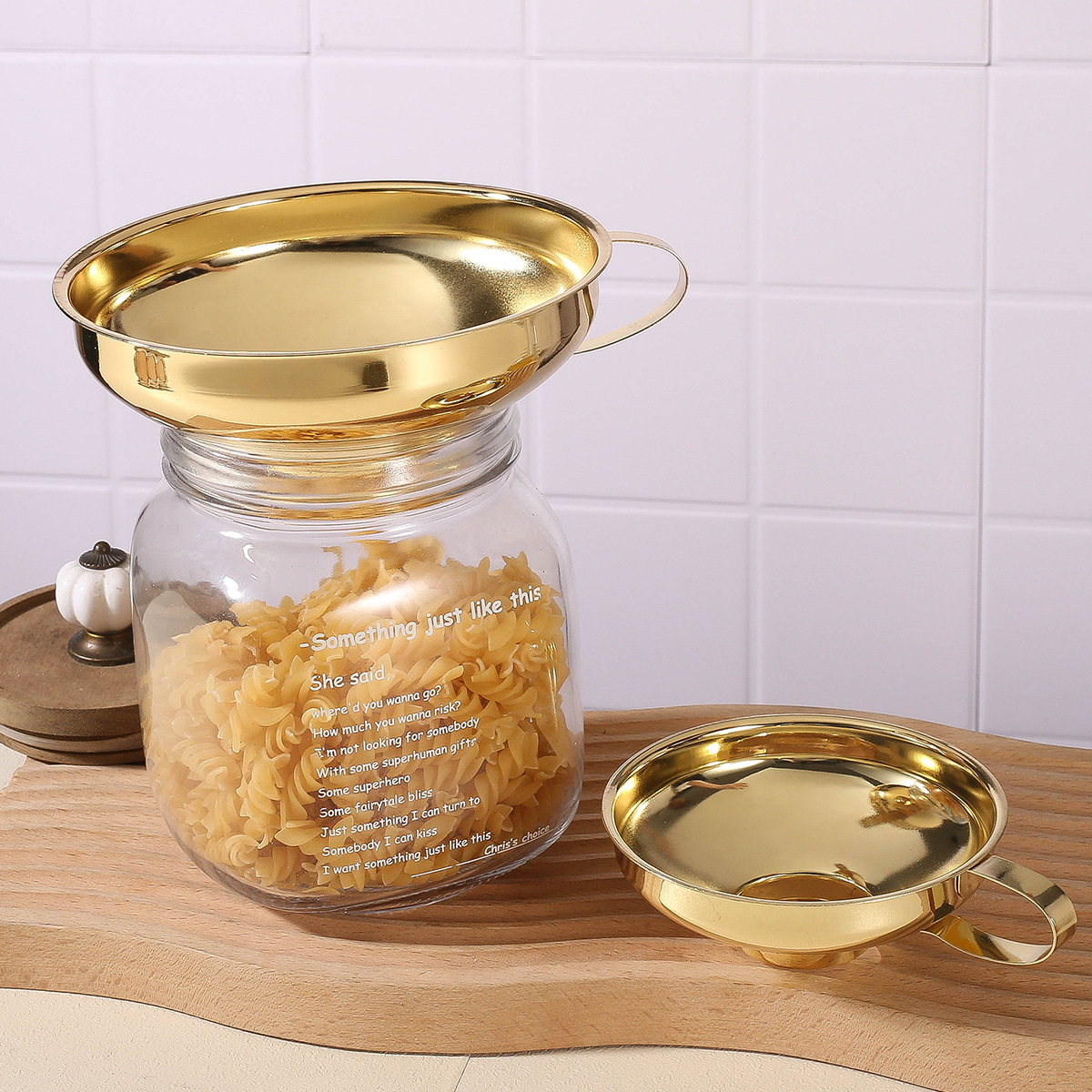 Inventario de acero inoxidable de oro grueso amplio embolio de boca casero de gran calibre embotellado de pepinos de frijoles