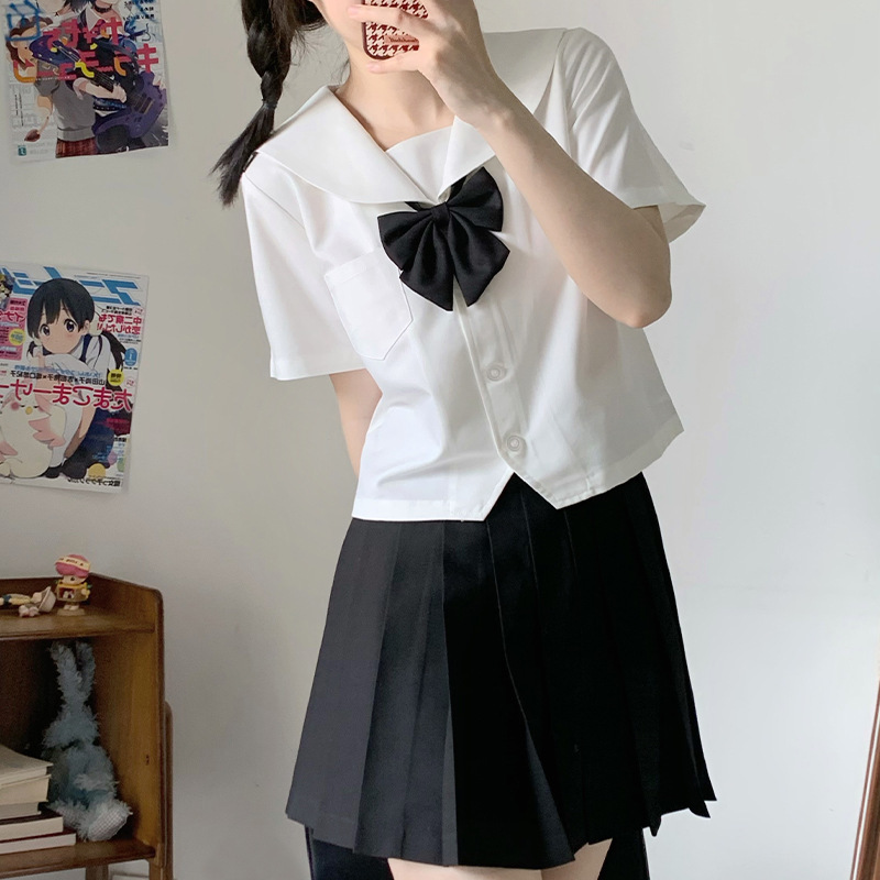 Black-and-white no-book jk college style wearing sailor suit long short sleeve school for Japanese students uniform sweet suit female