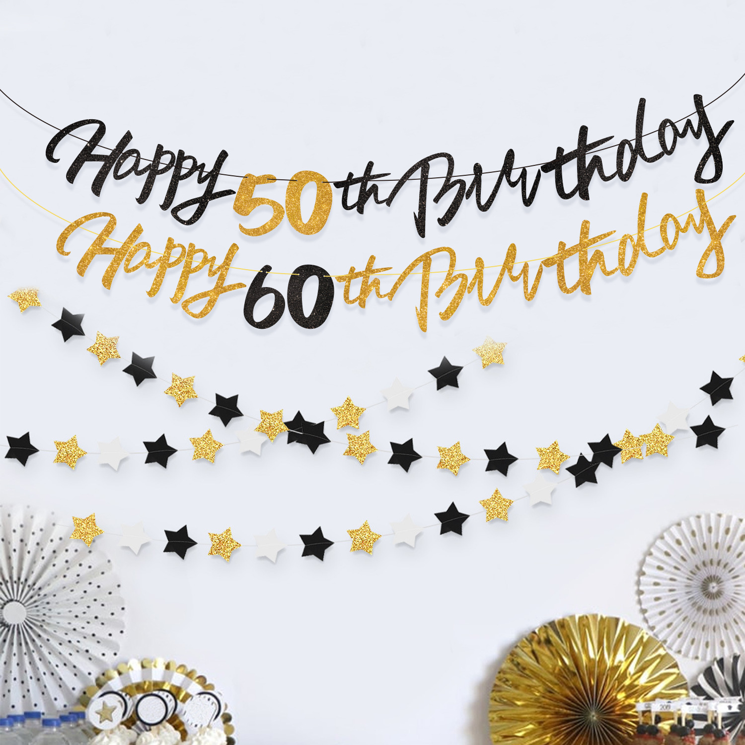 Cebella dorada combinación de letras de dibujo de bandera de cumpleaños de Jin Cong años banner feliz cumpleaños decoración suministros