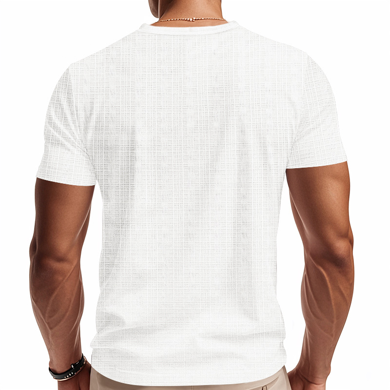 Camiseta hombre lino y bambú cuello en v verano transpirable_voghion.com