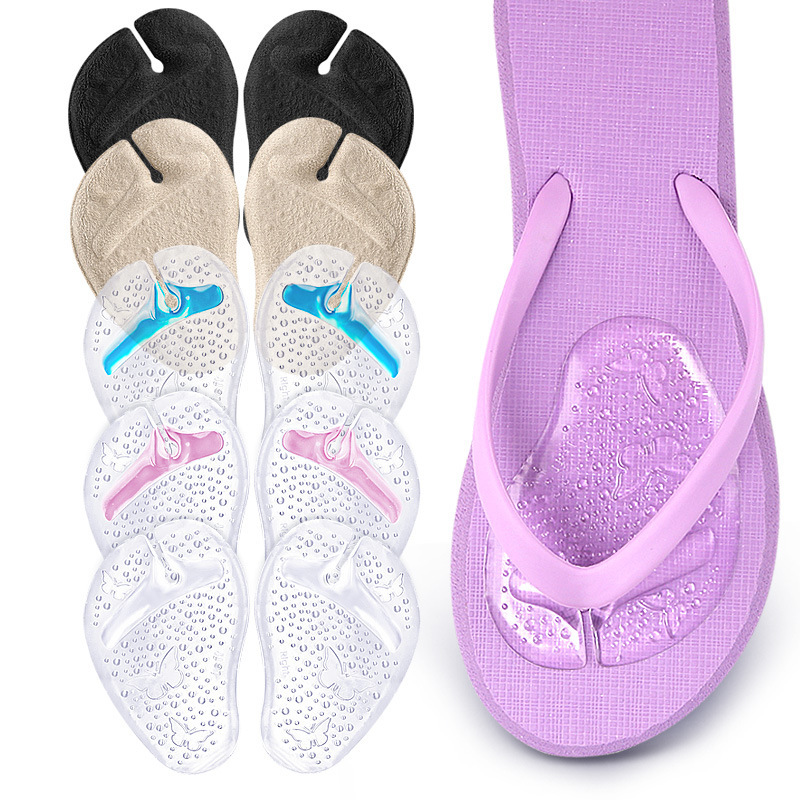 Flip-Flops front palm pad non-slip foot-grinding butterfly pattern flip-flops GEL slippers pad transparent with adhesive