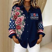 2026跨境亚马逊女款长袖衬衫3D数码印花长袖衬衫女款休闲长袖衬衫