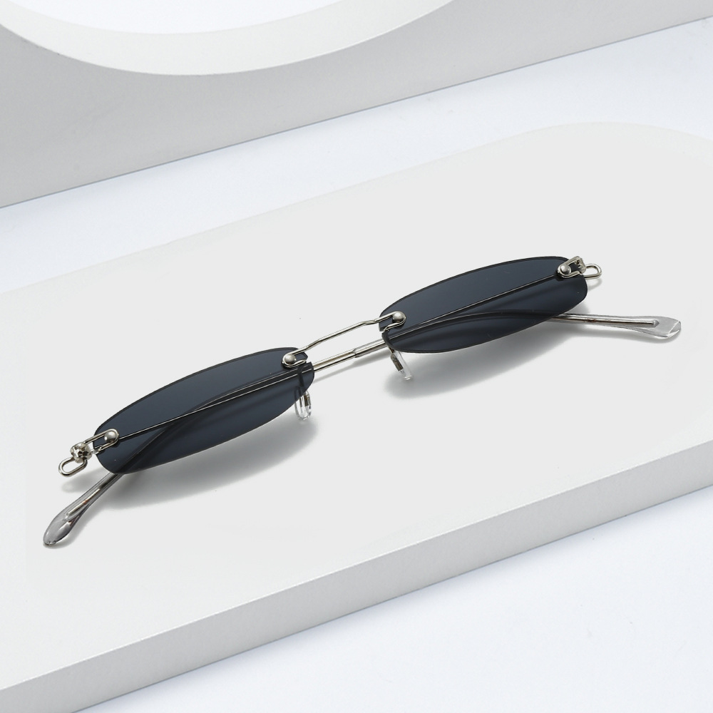 Cross Border New European And American Personality Small Frame Sunglasses Fashionable Frameless Trend Sunglasses Ultra Light Versatile Mini Glasses_voghion.com