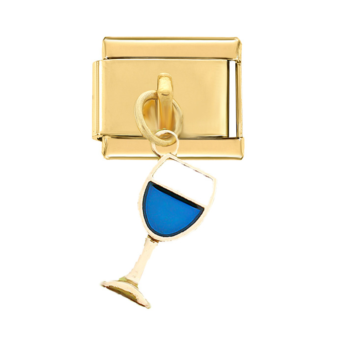3722-Gold hanging wine glass