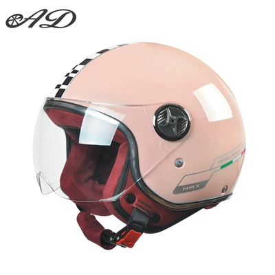 Motosiklet kaskı (dəbilqə) and Women, Universal High-Value Safety Helmet - 3c-certification-pink-flag-high-definition-short-mirror-thickened-suede-velvet-new-national-standard-class-a