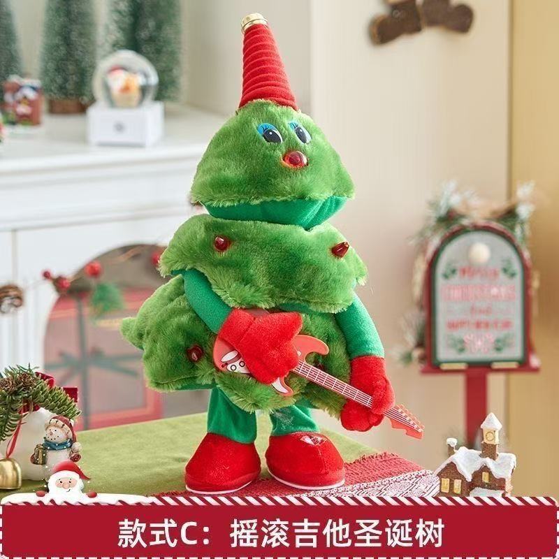 跨境圣诞节电动毛绒玩具会唱歌跳舞的圣诞树圣诞礼品摆件电动玩具|undefined