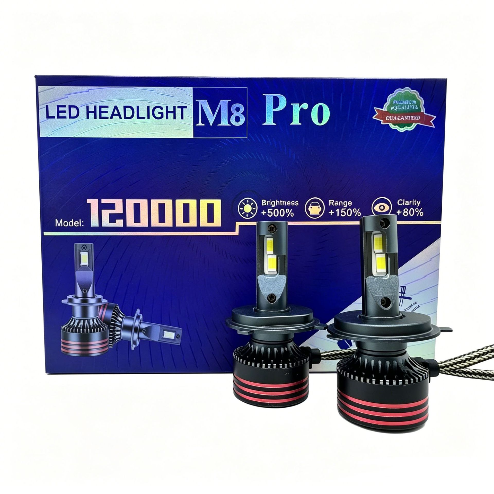Cross-Border M8Pro Car Led Headlights High-Power Integrated High and Low Beam Bulbs Modified H4 H11 H7 Front Lights