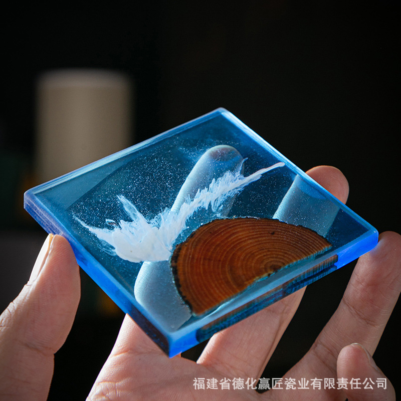 Taza de té de madera de estilo japonés estera de aislamiento de resina portavasos simple Junta creativa ceremonia del té partes hogar yabei Mat té