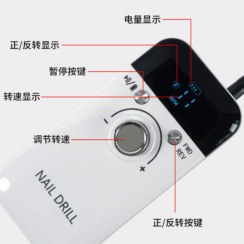 Nueva lijadora de uñas de descarga profesional transfronteriza V6 lijadora portátil recargable 45000 rectificador de uñas giratorio