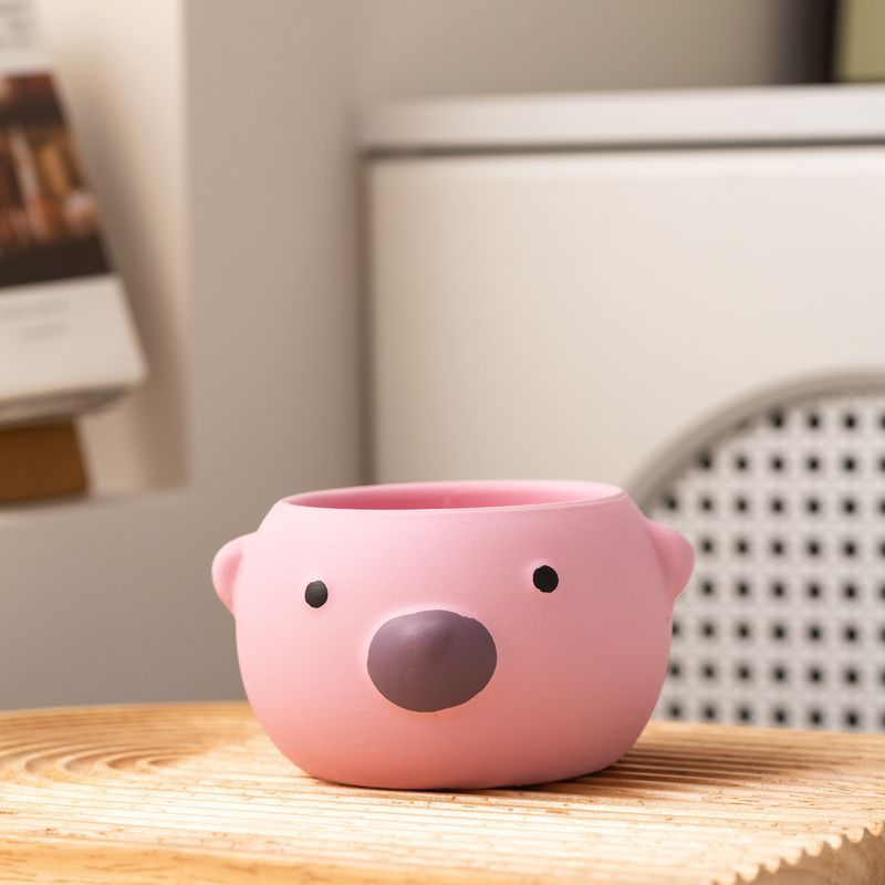 动物多肉花盆陶瓷创意家用桌面装饰肉肉小盆个性简约造型粗陶磨砂