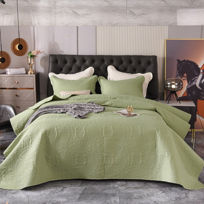 Tapa de cama de color sólido juego de tres piezas comercio electrónico transfronterizo cuatro estaciones exportación comercio exterior algodón lavado acolchado liso ropa de cama gruesa al por mayor